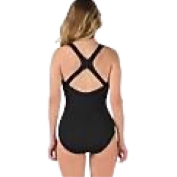 Speedo Moderate Ultraback PowerFLEX Performance Swimsuit • 32 • Black • NWT - Picture 2 of 10